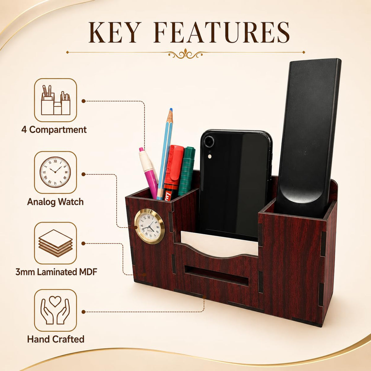 Zesta Desk Organiser with Clock – image 4