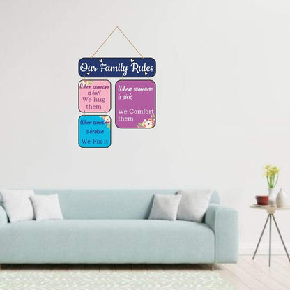 Zesta Family Rules MDF wooden wall hanging - image 5