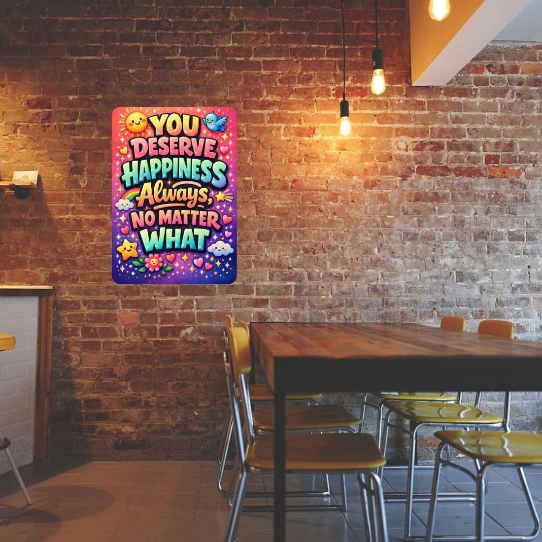 Zesta You Deserve Happiness self-adhesive MDF wooden wall hanging - image 5