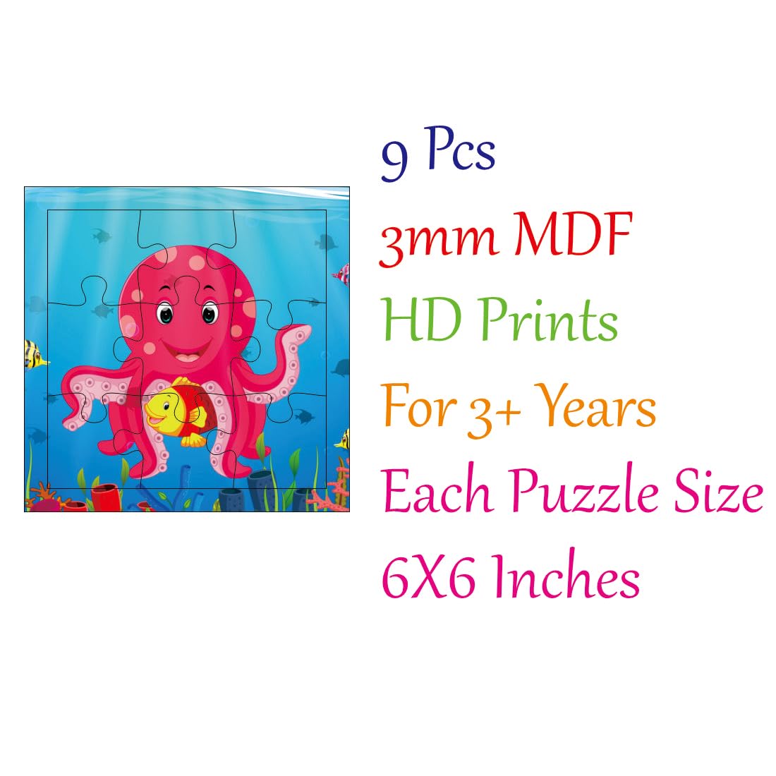 Otidge Sea Animals wooden jigsaw puzzles, pack of 4 - image 7