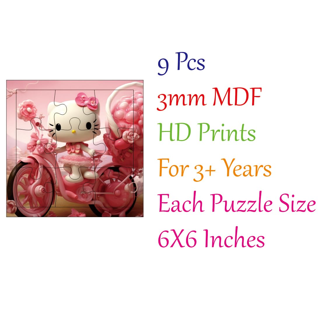 Otidge Hello Kitty wooden jigsaw puzzles, pack of 4 - image 7