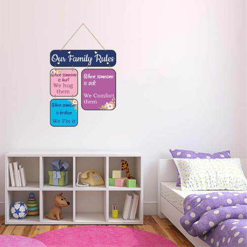 Our Family Rules MDF Wall Decor