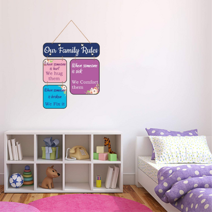 Our Family Rules MDF Wall Decor.