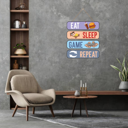 Eat Sleep Game Repeart MDF Wall Decor.