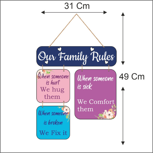 Our Family Rules MDF Wall Decor.