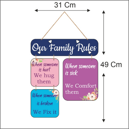 Our Family Rules MDF Wall Decor.