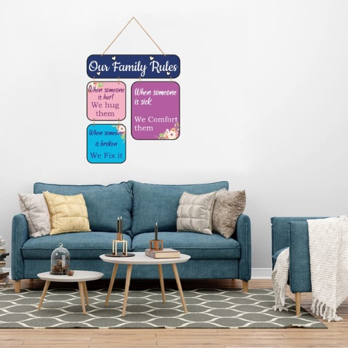 Our Family Rules MDF Wall Decor