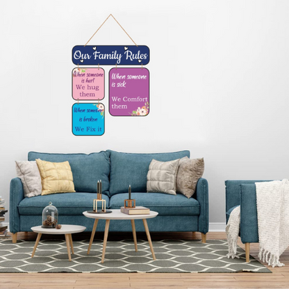 Our Family Rules MDF Wall Decor.