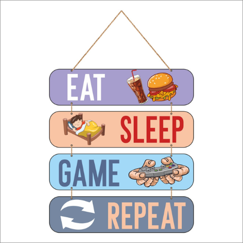 Eat Sleep Game Repeart MDF Wall Decor