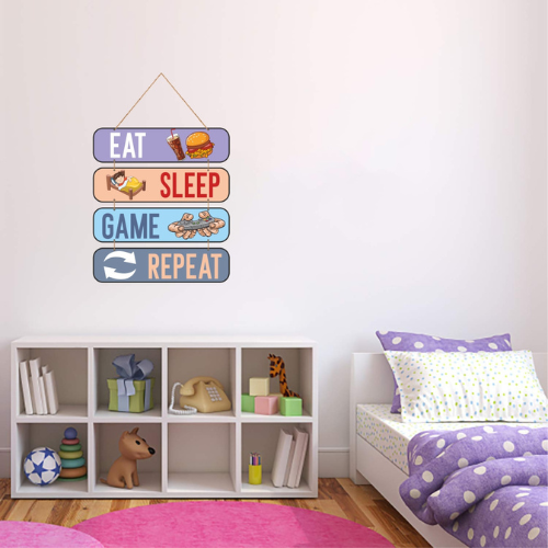Eat Sleep Game Repeart MDF Wall Decor.