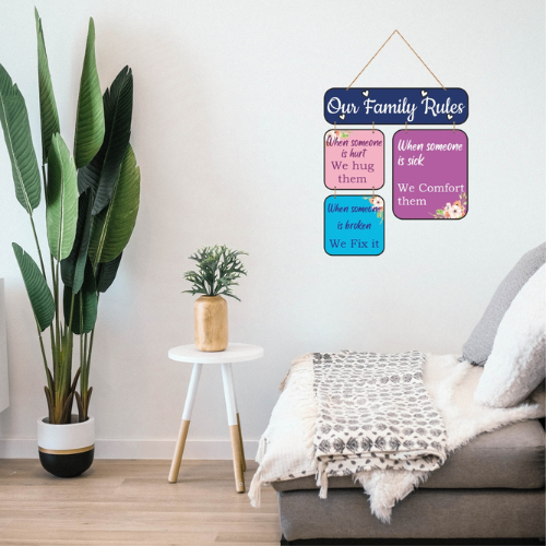 Our Family Rules MDF Wall Decor