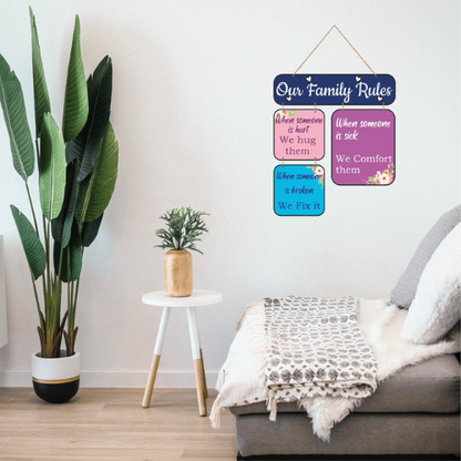 Our Family Rules MDF Wall Decor.