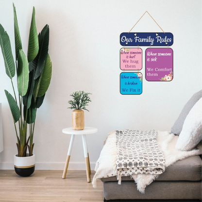 Our Family Rules MDF Wall Decor