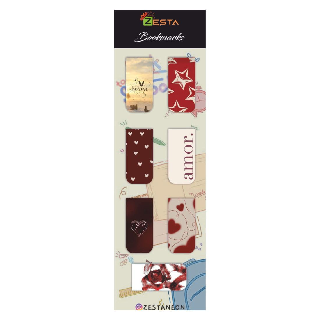 red abstract magnetic bookmark for book lovers and journal users