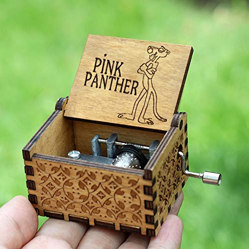 pink panther hand crank music box for birthday and gifting