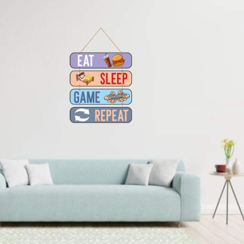 Eat Sleep Game Repeart MDF Wall Decor.