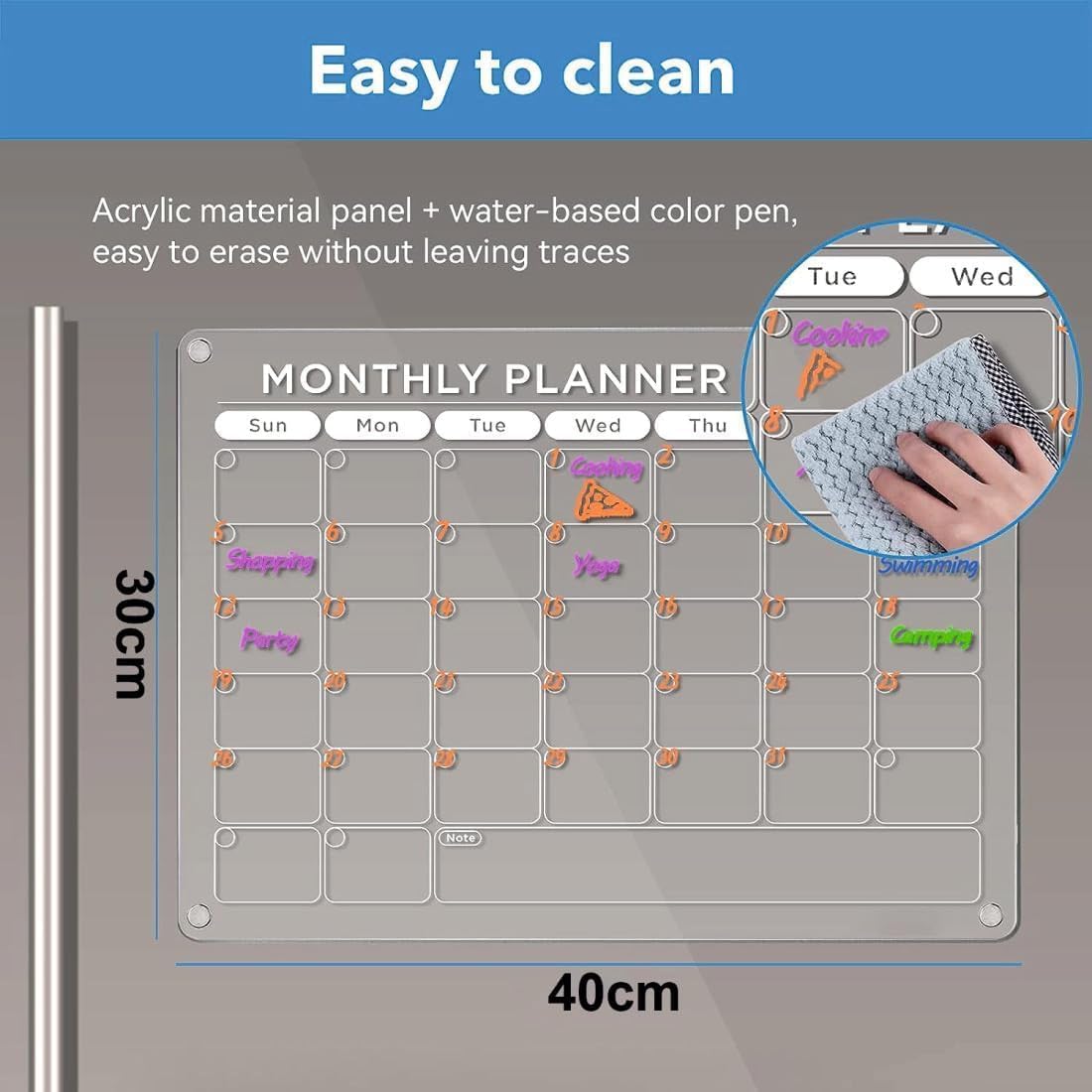 acrylic magnetic acrylic magnetic planner feature and material detail