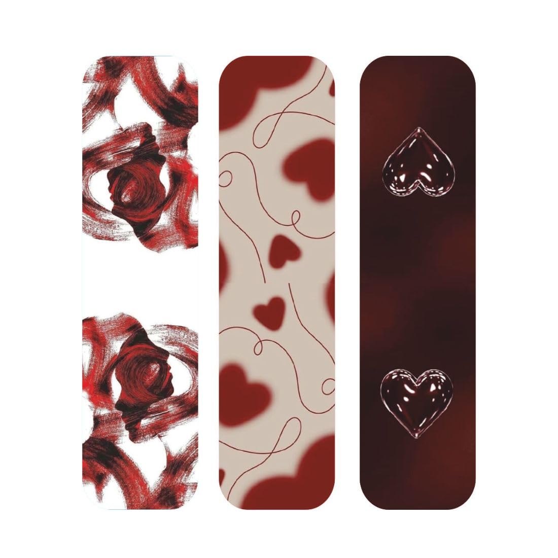 red abstract magnetic bookmark feature and material detail