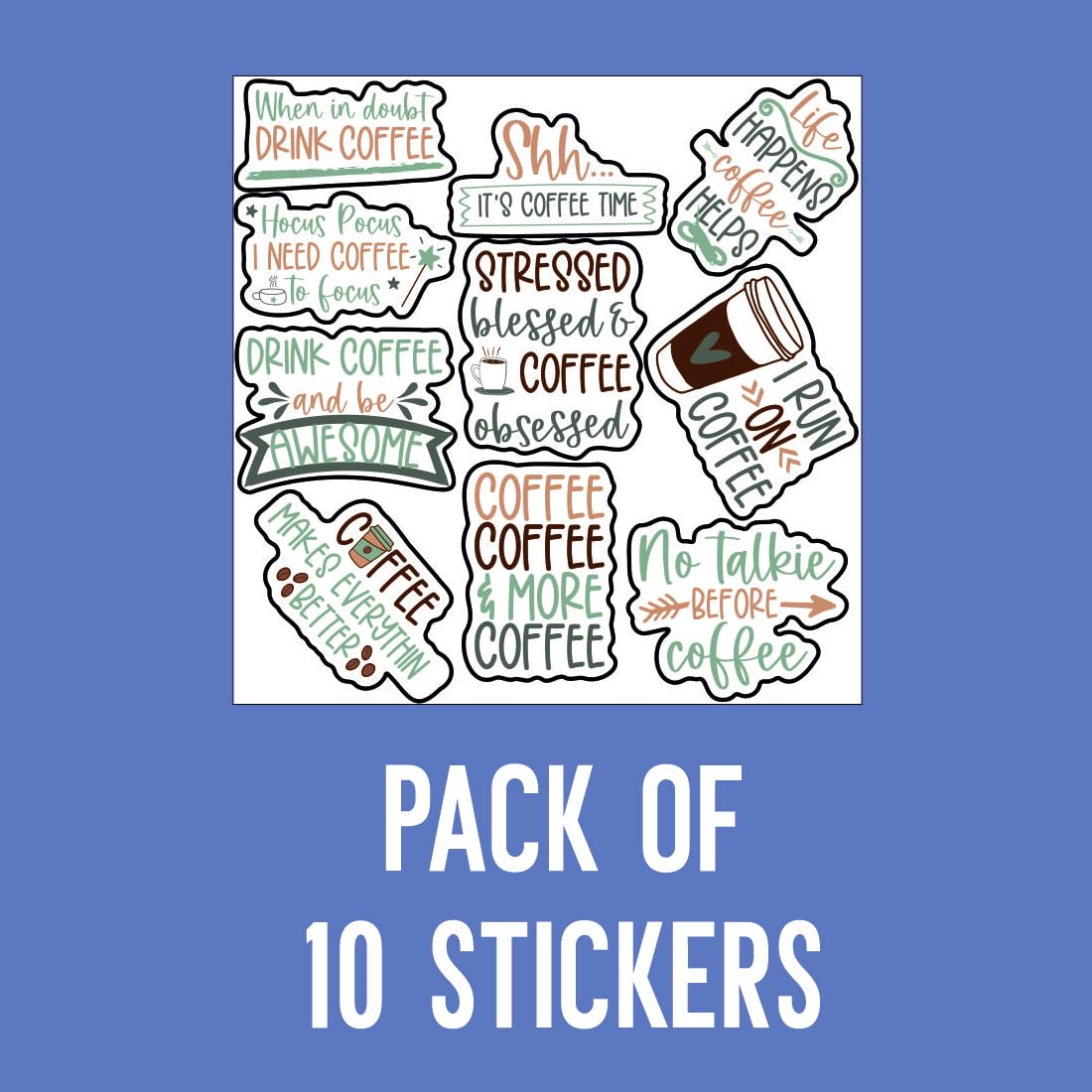 Coffee Lover Waterproof Sticker (pack of 10).