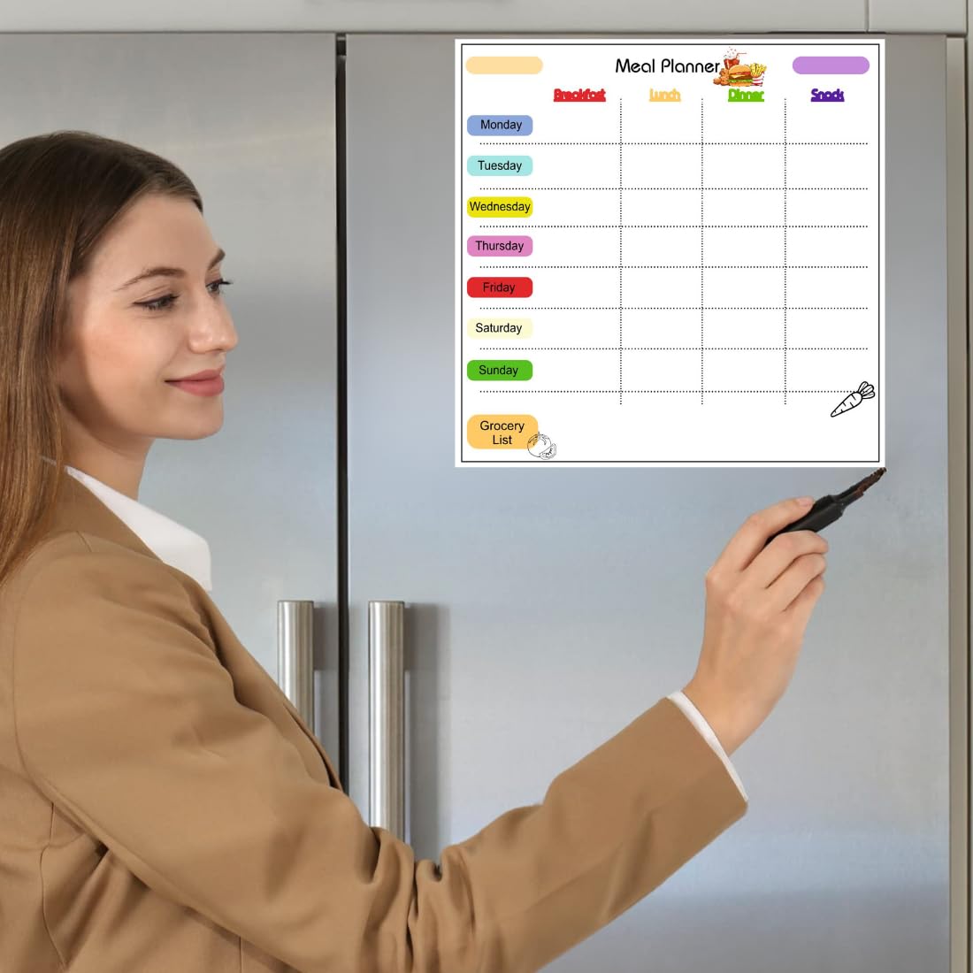 Magnetic Planner for Fridge - Meal Planner.