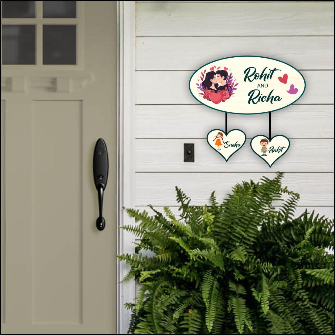 family custom name plate for home feature and material detail
