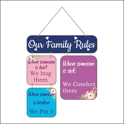 Otidge Family Rules MDF wooden wall hanging - image 1