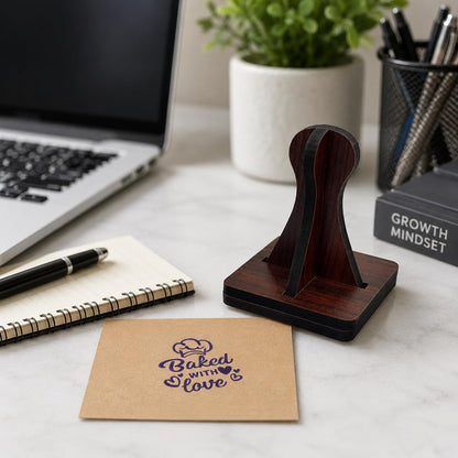 Zesta Baked with Love – Design 2 wooden rubber stamp with black inkpad - image 1