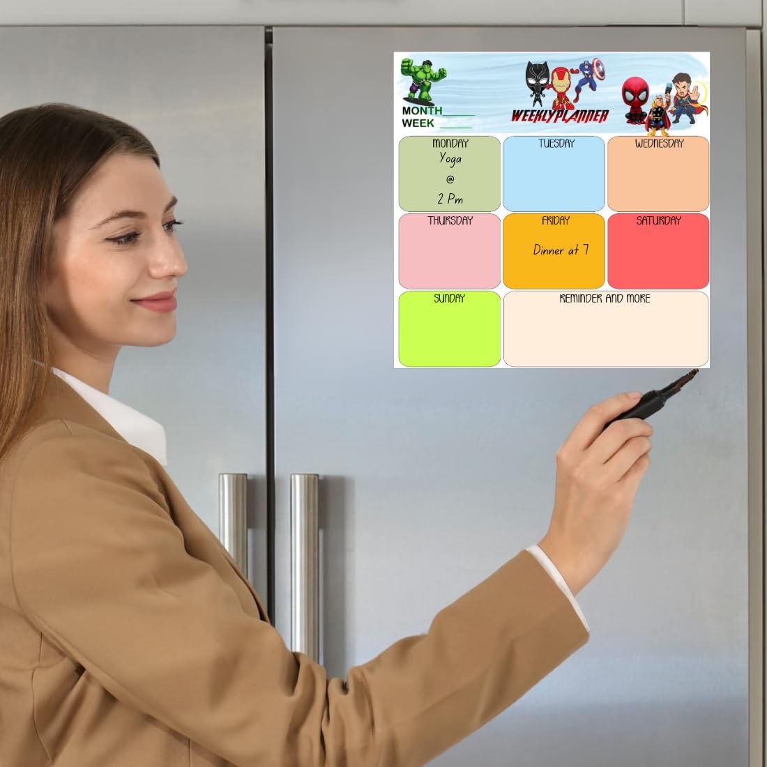 Magnetic Planner for Fridge - Avengers.
