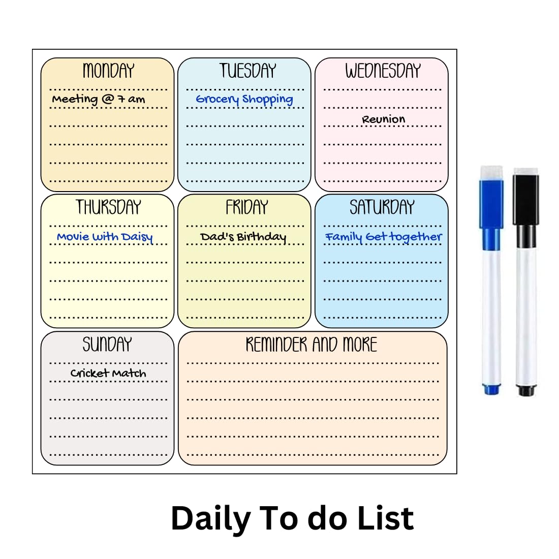 Magnetic Planner for Fridge - Monday to Saturday.