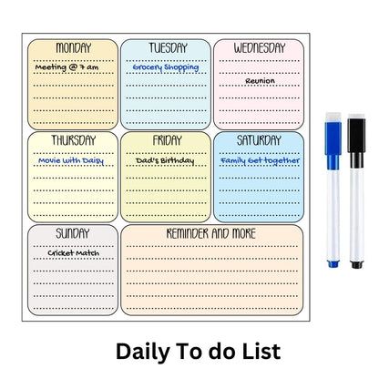 Magnetic Planner for Fridge - Monday to Saturday.