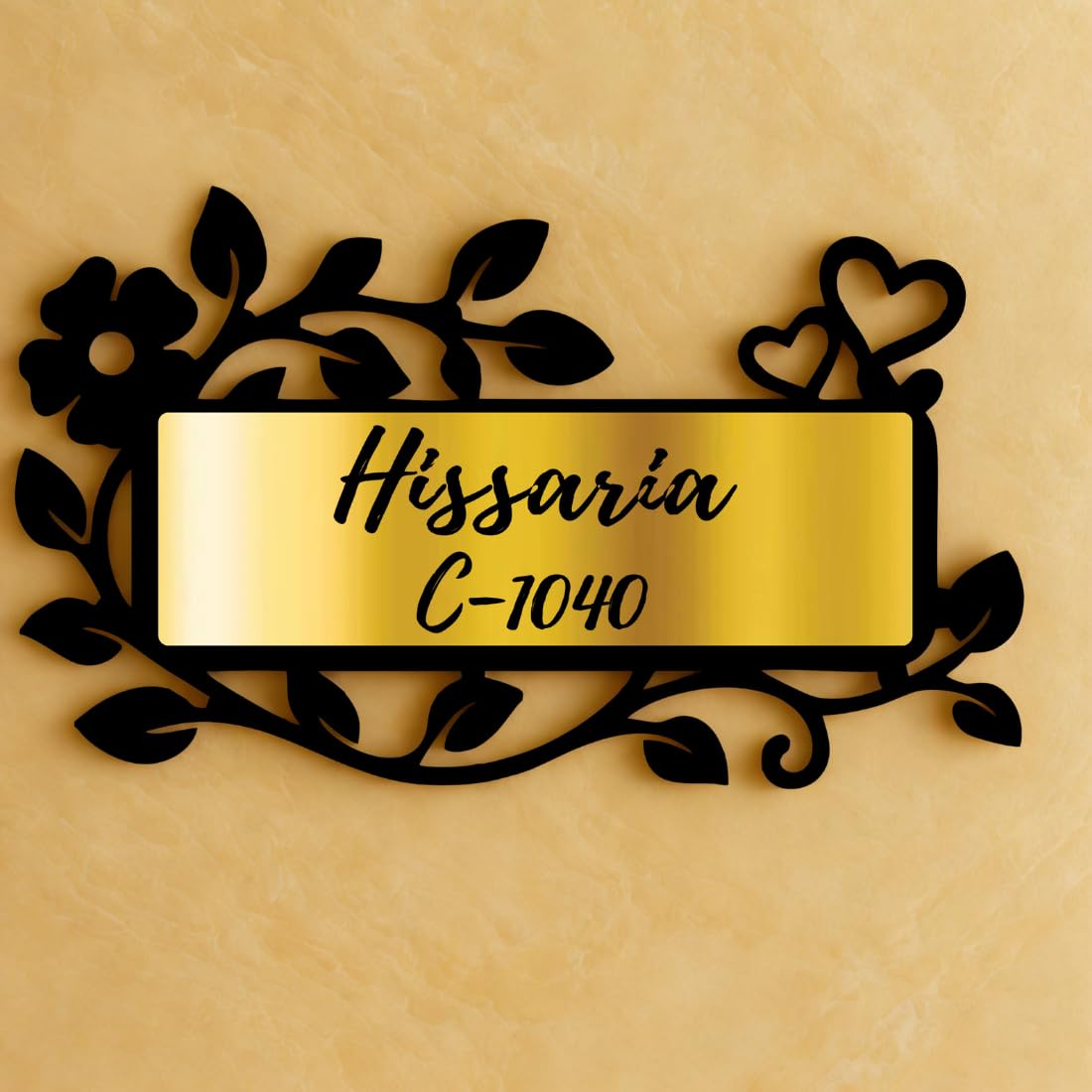 floral custom name plate for home entrance door name board
