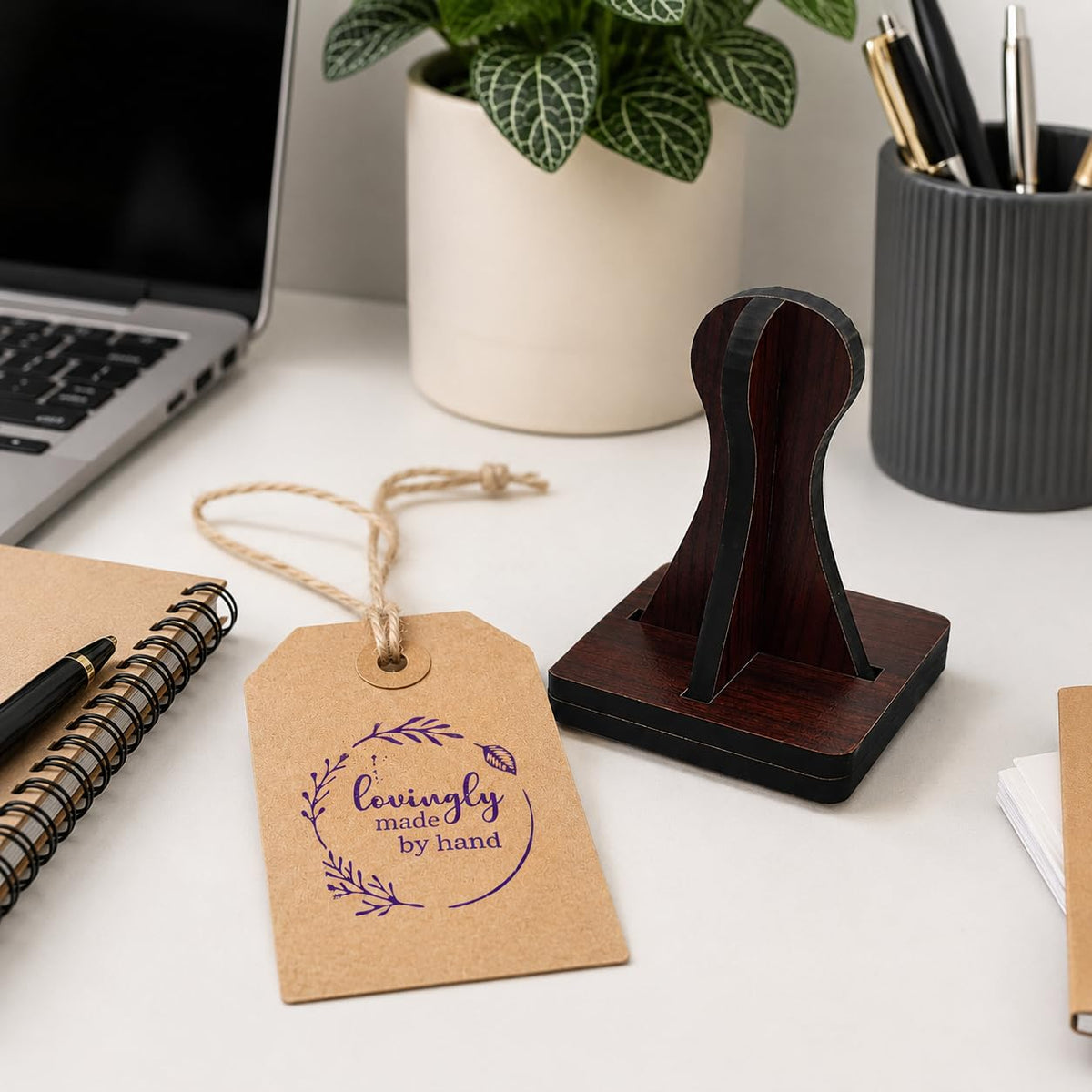 Zesta Handmade with Love – Design 1 wooden rubber stamp with black inkpad - image 1