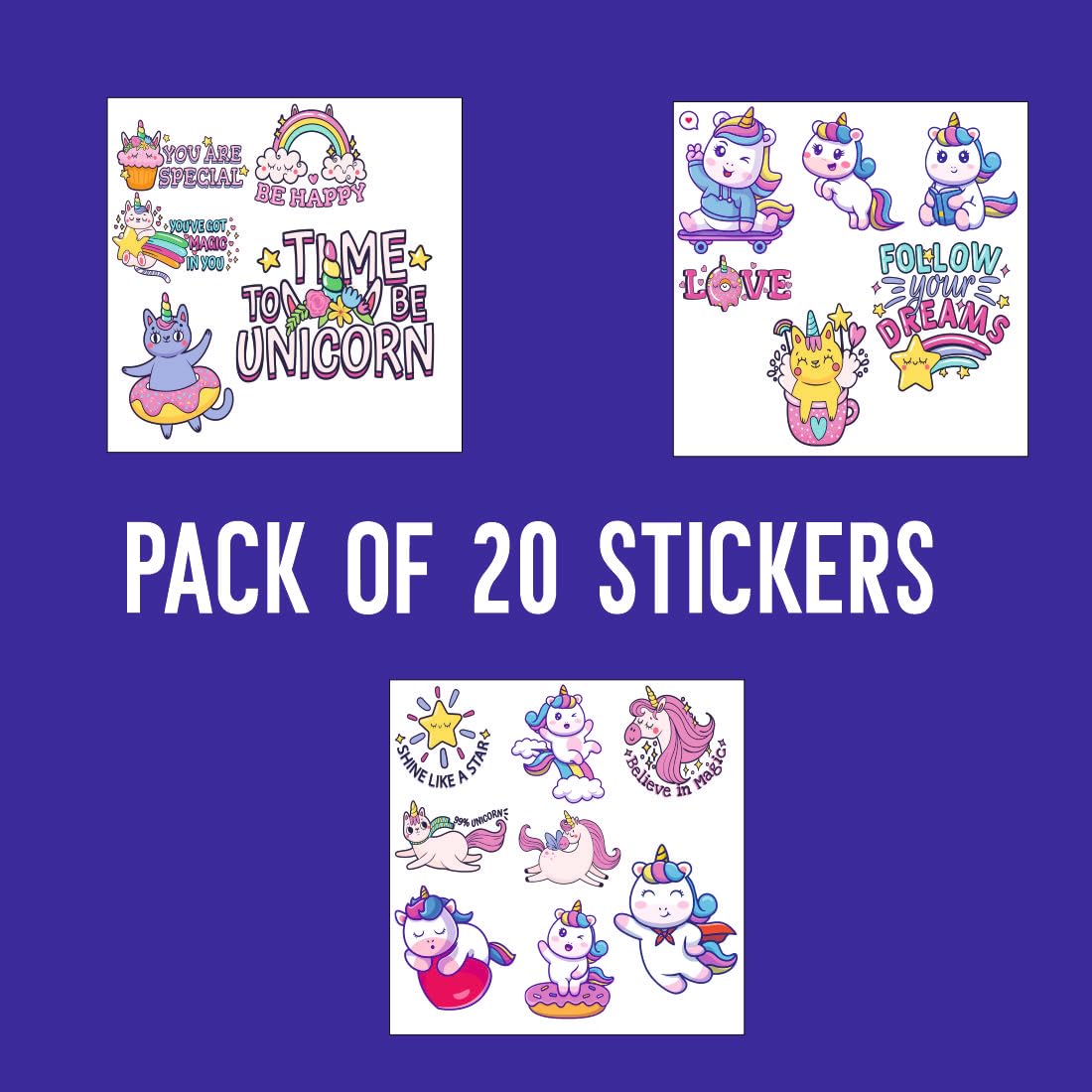 Unicorn Waterproof Sticker (pack of 20).