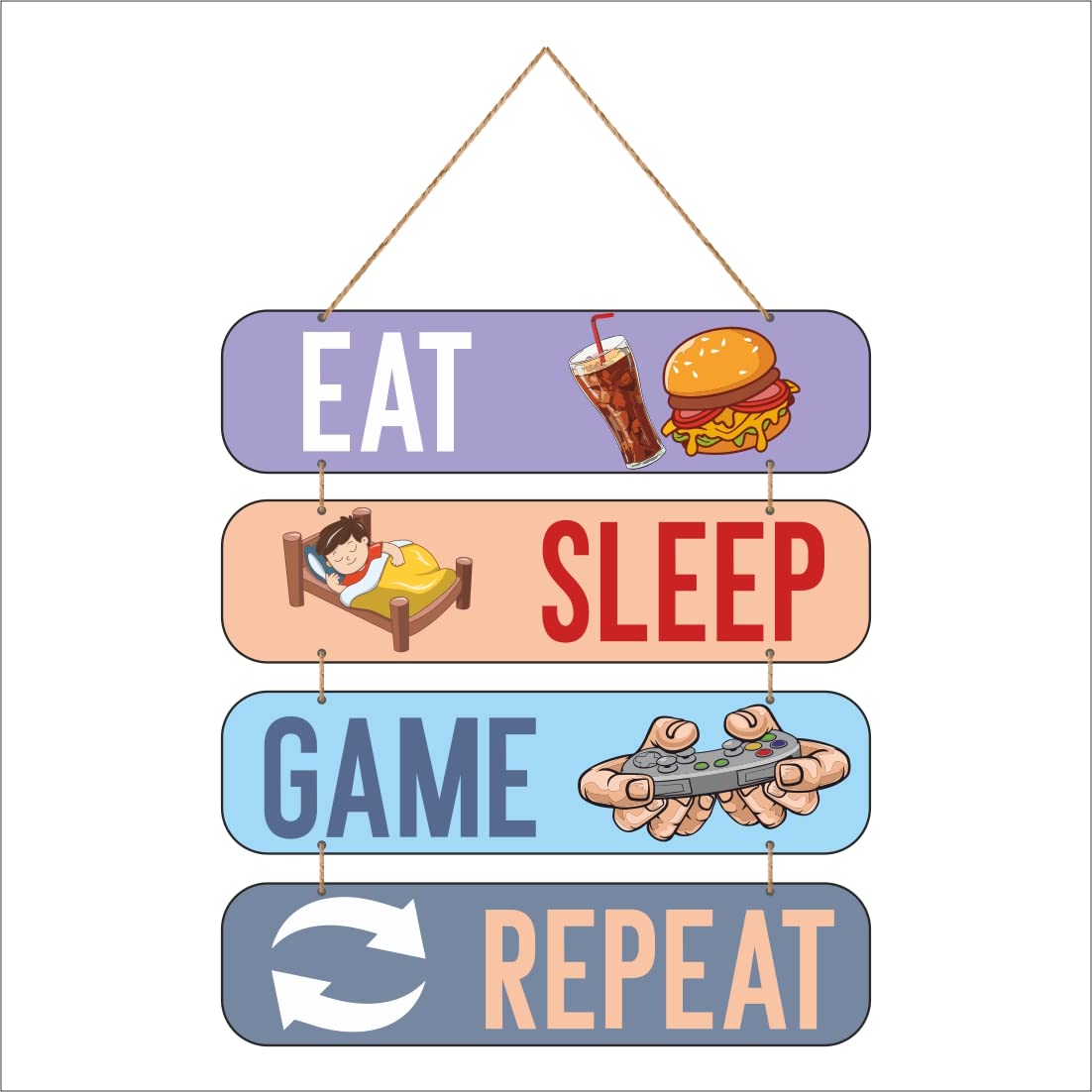Otidge Eat Sleep Game Repeat MDF wooden wall hanging - image 1