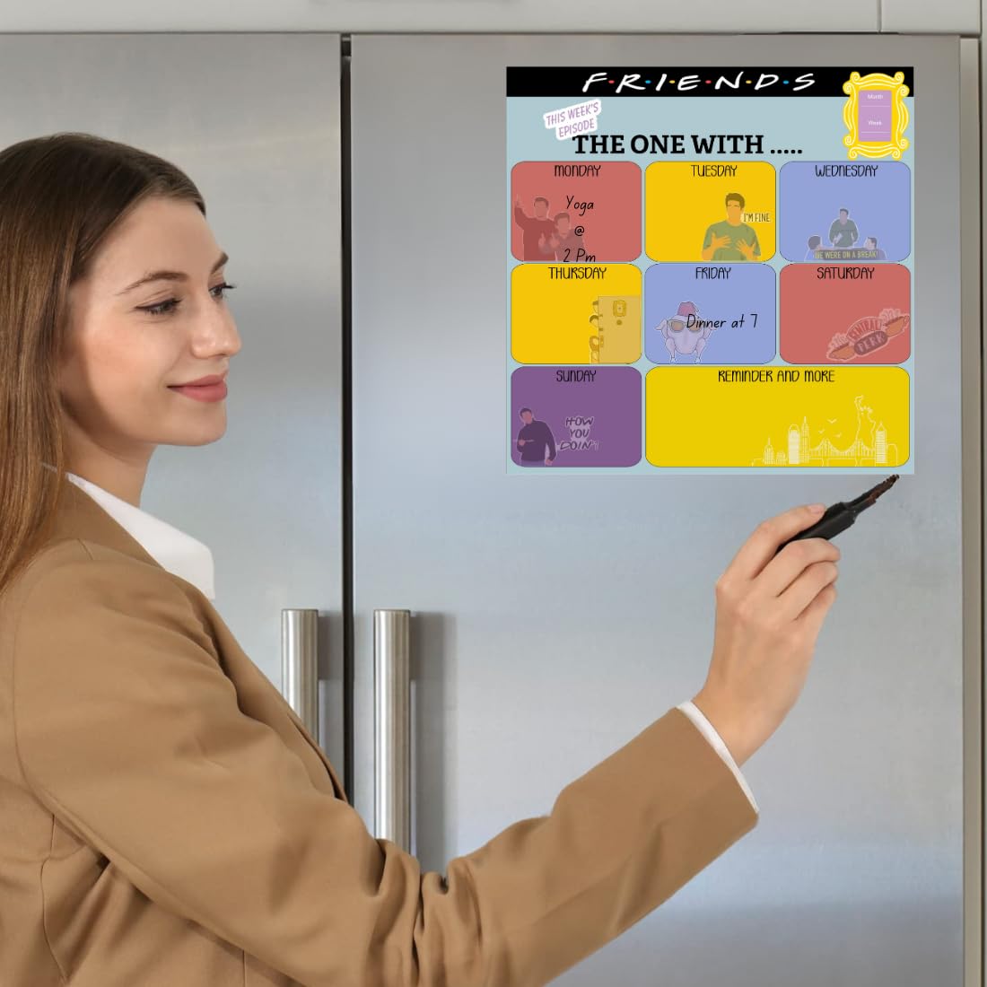 Magnetic Planner for Fridge - Friends.