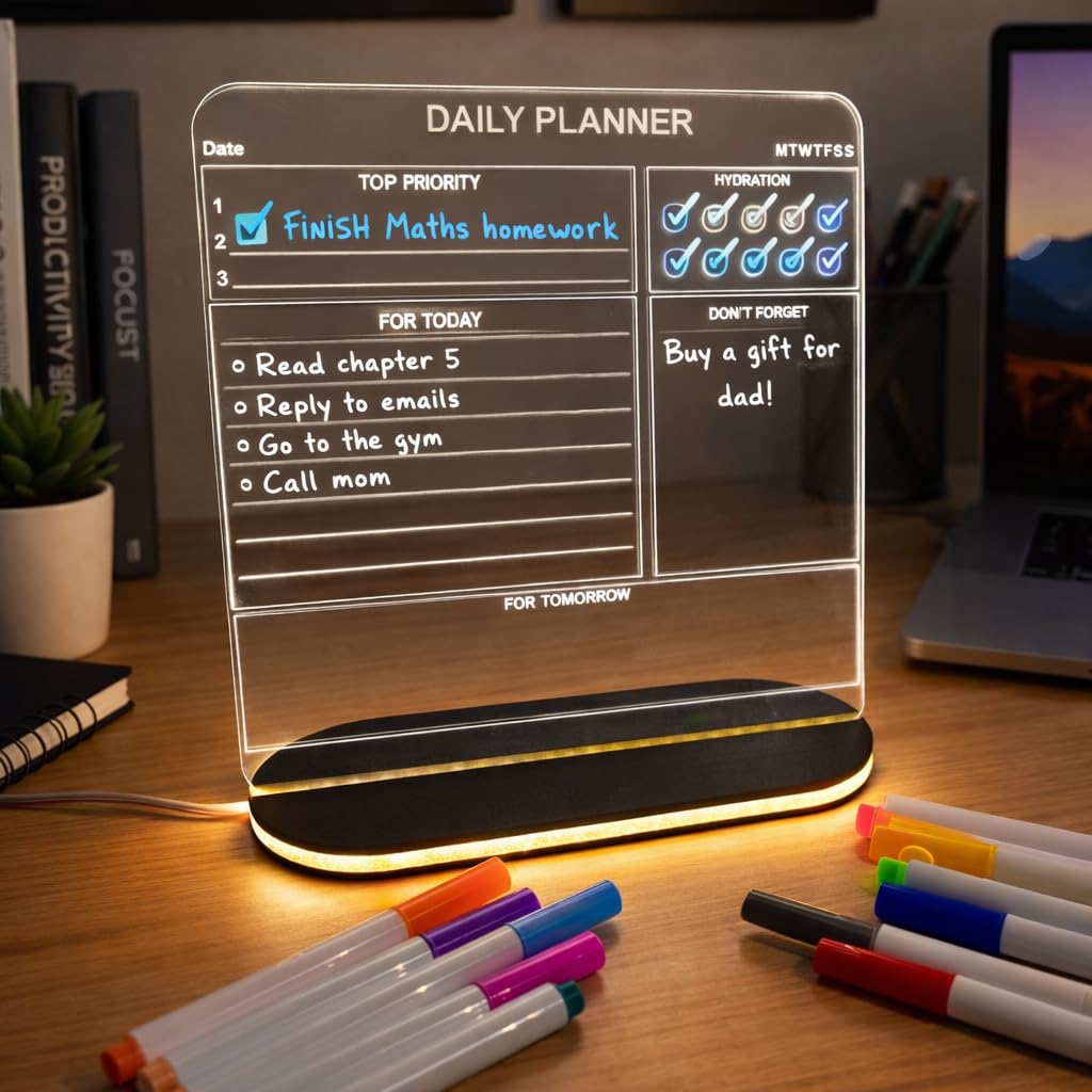 Rewritable Acrylic LED Message Board with Stand | USB Doodle Light ...