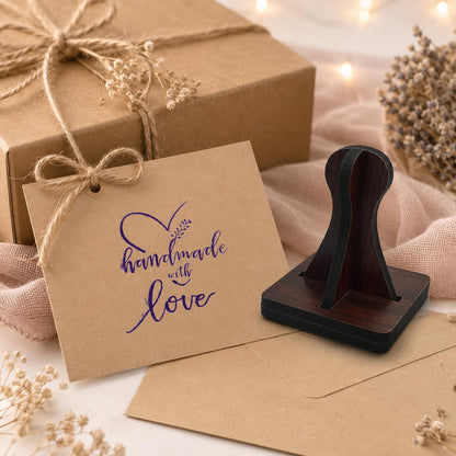 Zesta Handmade with Love wooden rubber stamp with black inkpad - image 1