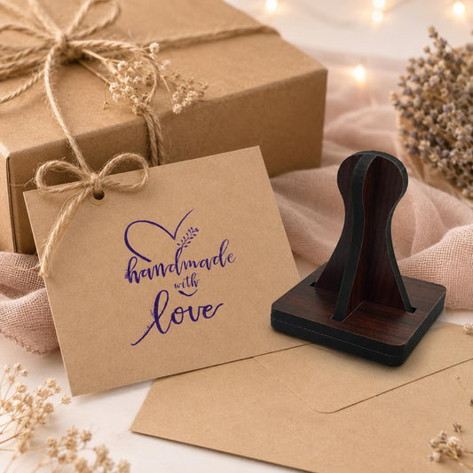 Zesta Handmade with Love wooden rubber stamp with black inkpad - image 1