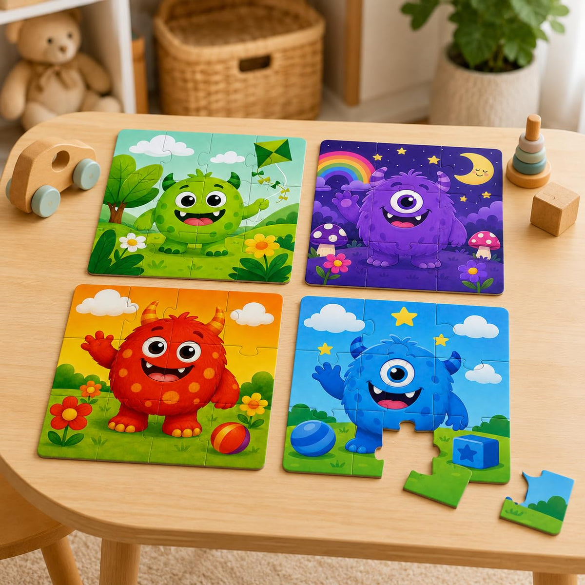 Zesta Cute Monster 9-piece wooden jigsaw puzzle - image 2
