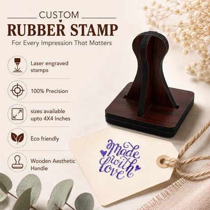 Zesta Made with Love wooden rubber stamp with black inkpad - image 3