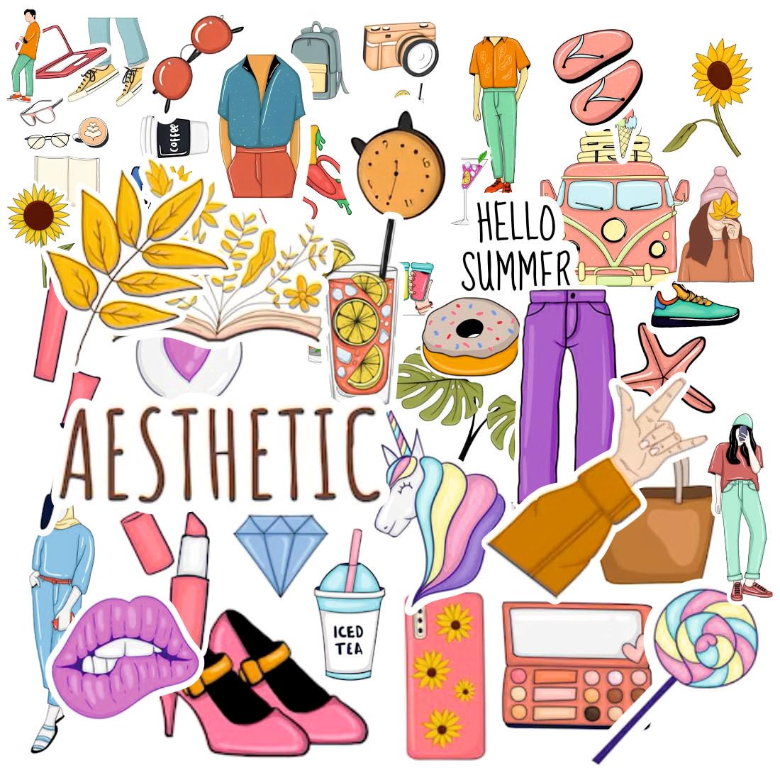 Aesthetic Vinyl Waterproof Sticker (pack of 50).