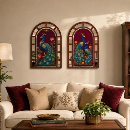 Zesta Peacock jharokha mirror wall decor - image 3