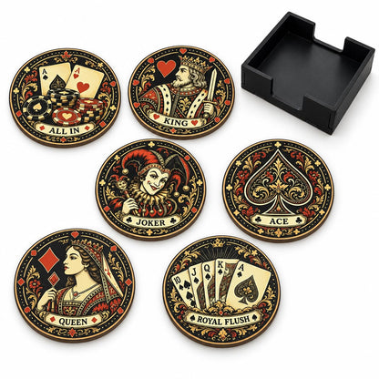 Zesta Poker Wooden Coasters – Set of 6 – image 3