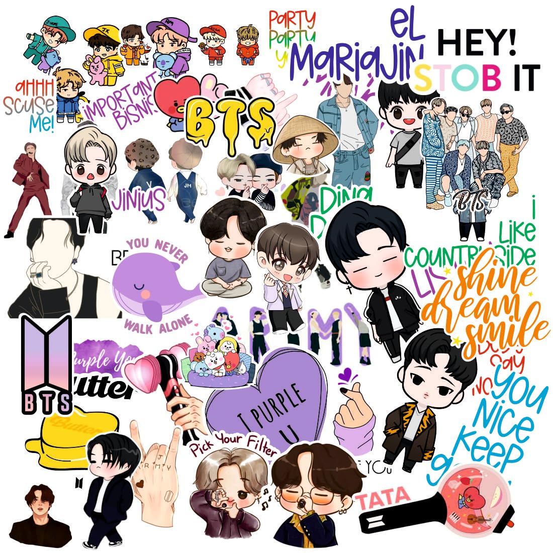 Green Bts Sticker BTS Vinyl Waterproof Sticker (pack of 50) – Zesta Neon