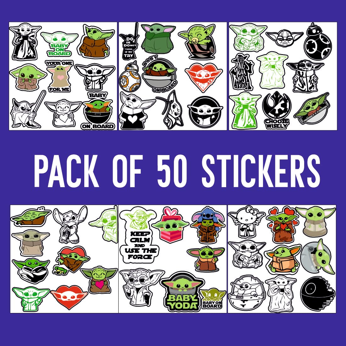 Baby Yoda Waterproof Sticker (pack of 50).