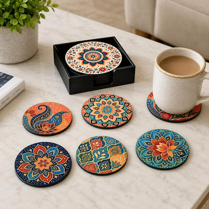 Zesta Mandala Wooden Coasters – Set of 6 – image 1