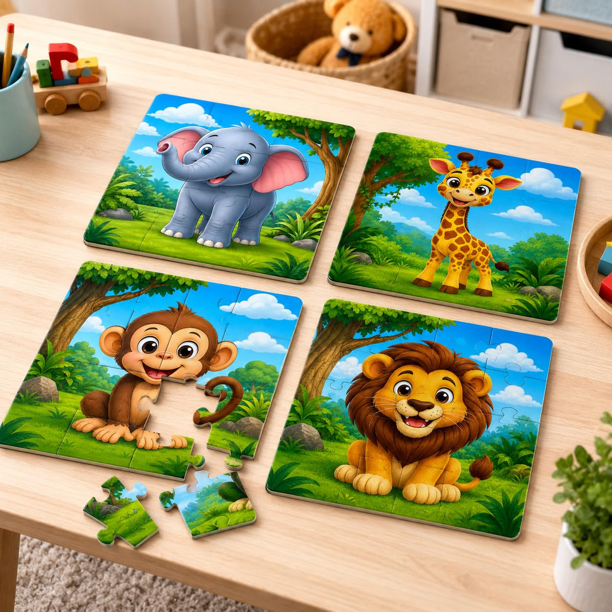 Zesta Jungle Animals 9-piece wooden jigsaw puzzle - image 3