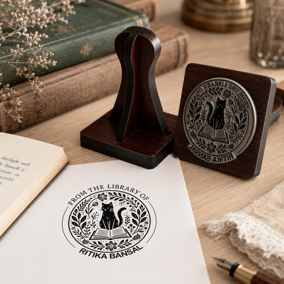 Zesta From the Library Of wooden rubber stamp with black inkpad - image 2