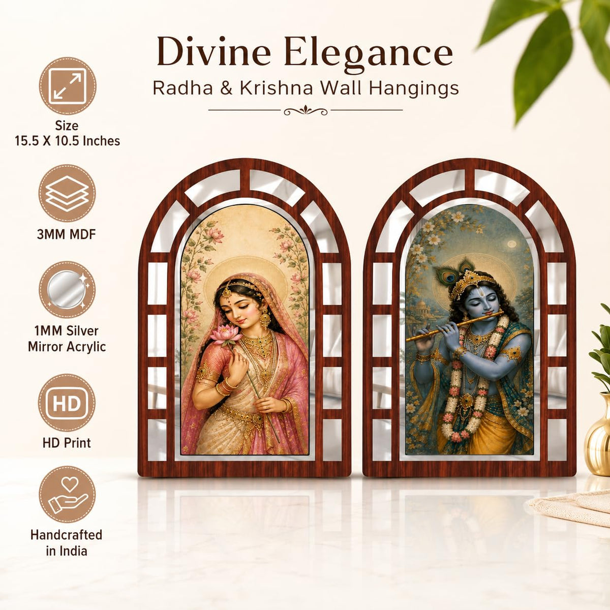 Zesta Radha Krishna jharokha mirror wall decor - image 4
