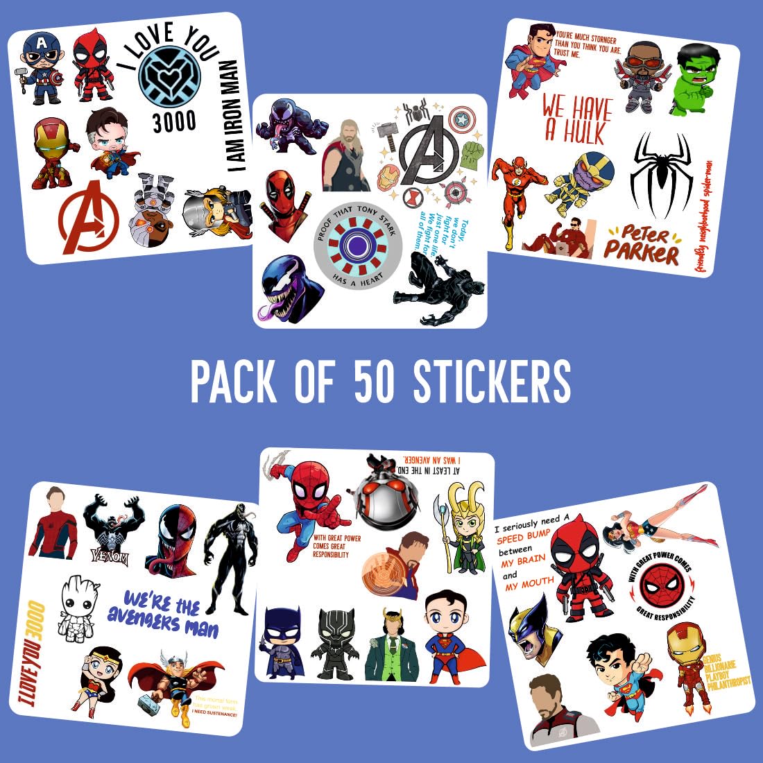 Super Hero Vinyl Waterproof Sticker (pack of 50).